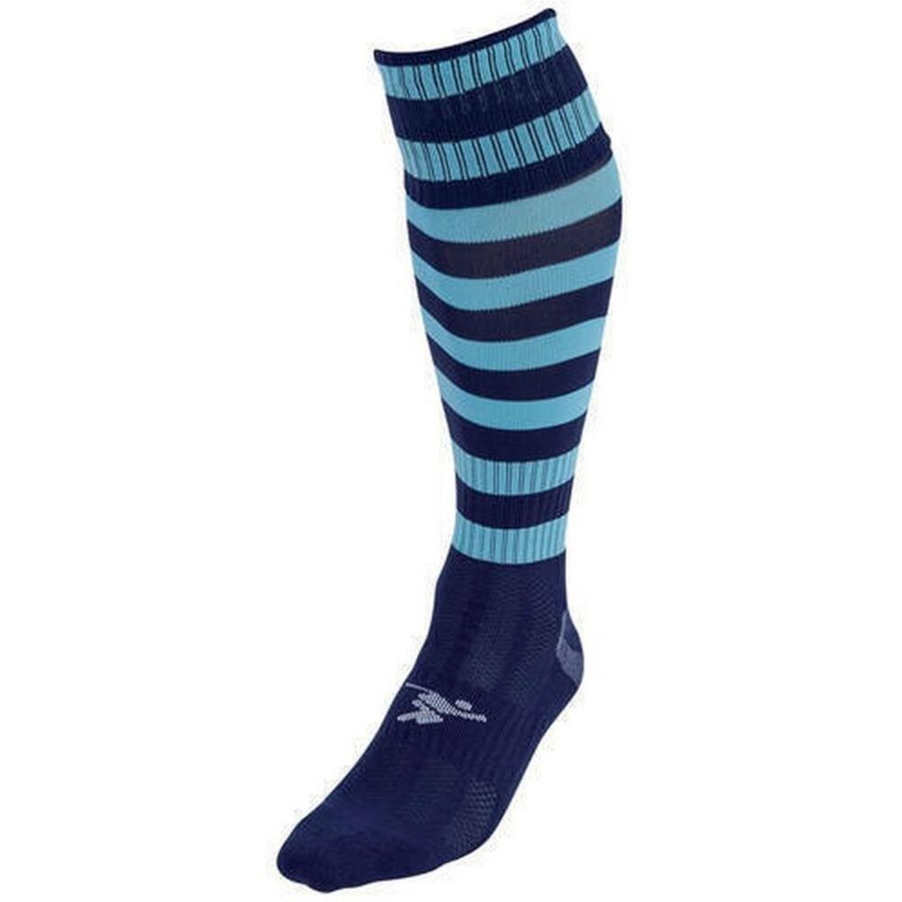 Precision Childrens/Kids Pro Hooped Soccer Socks / Navy/Sky Blue